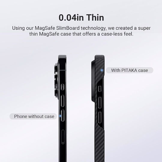 Pitaka Magez Back Cover Aramid Fiber 1.2mm Black (iPhone 15 Pro Max)