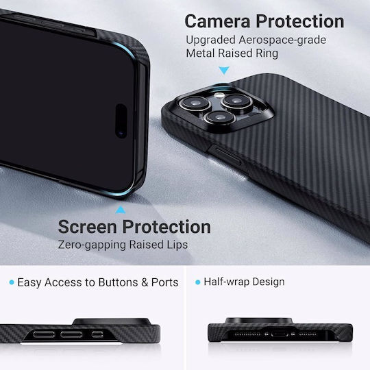Pitaka Magez Back Cover Aramid Fiber 1.2mm Black (iPhone 15 Pro Max)