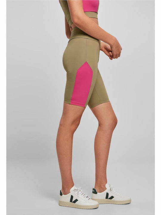 Color Block Training Damen Leggings-Shorts Khaki