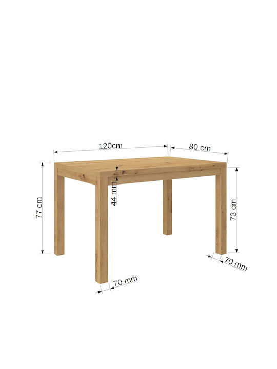 Laitan Tisch Speisesaal Holz Natürlich 120x80x77cm