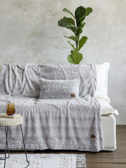 Nima Sofa-Kissen Velure aus Samt Helles Grau 30x50cm