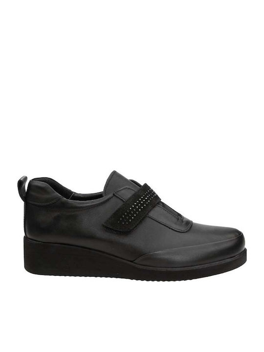 Γυναικεία Slip-On Δερμάτινα Μαύρα