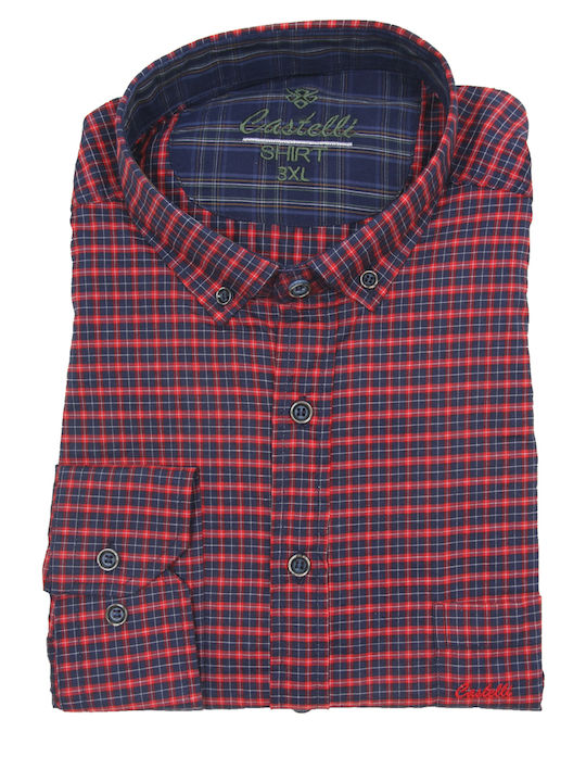 Castelli Men's Shirt Long Sleeve Checked Burgundy