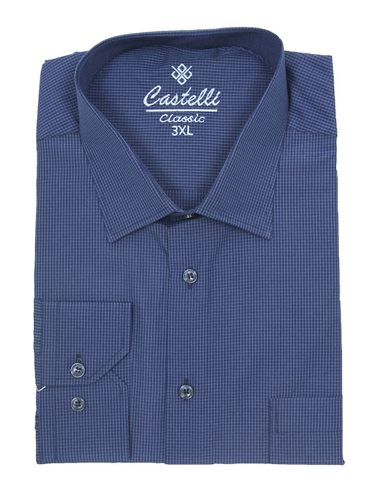 Castelli Men's Shirt Long Sleeve Checked Blue