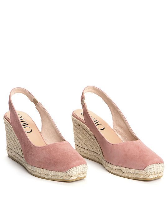 Gaimo Women's Leather Platform Espadrilles Pink