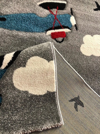 Koulis Carpets Παιδικό Χαλί Γκρι Στρογγυλό με Διάμετρο 133cm