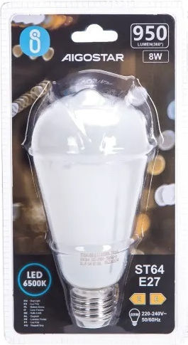 Aigostar Socket LED Bulb 8W for Socket E27 and Shape ST64 Cool White 950lm