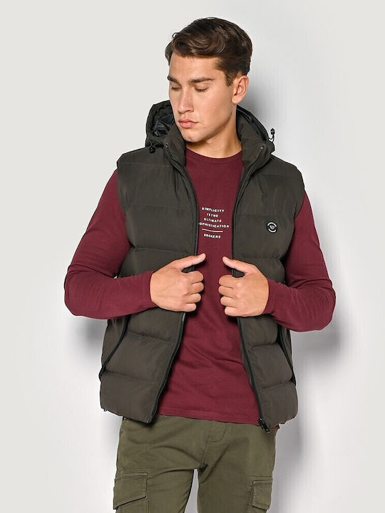 Sleeveless Winter Jacket Puffer Khaki
