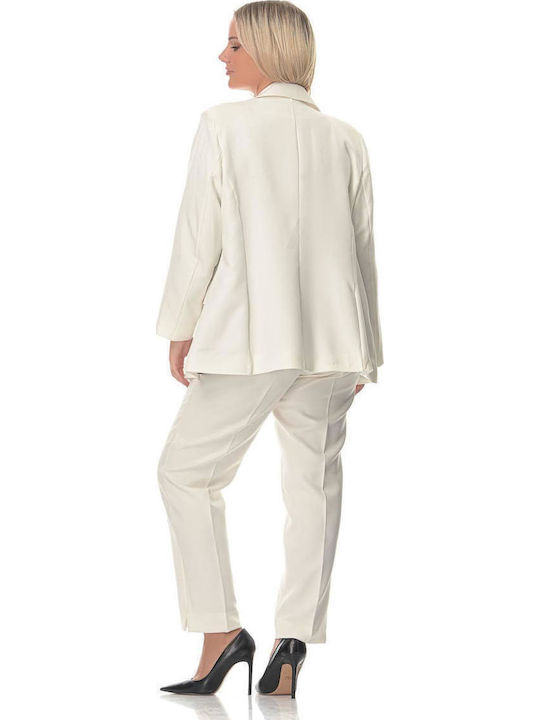 Women's White Suit in Loose Fit