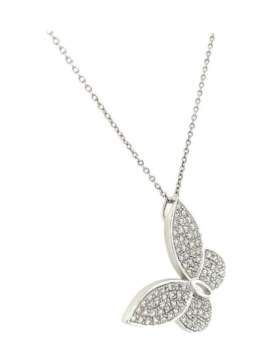 Xryseio Charm Fluture Din Aur Alb 14 Carate Cu Zircon