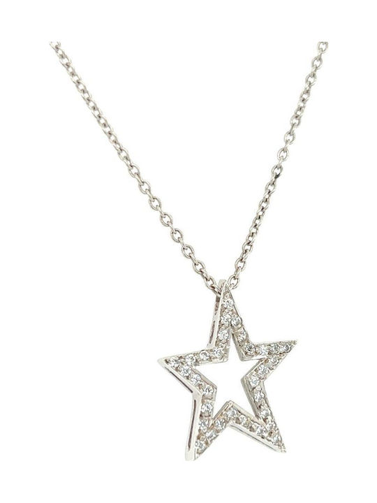 Xryseio Charm Stern aus Weißgold 14K mit Zirkon