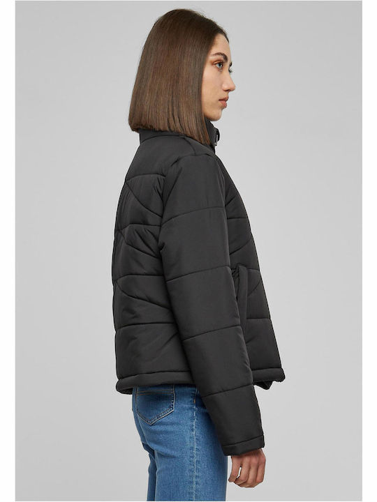 Women's Short Puffer Jacket for Winter Black