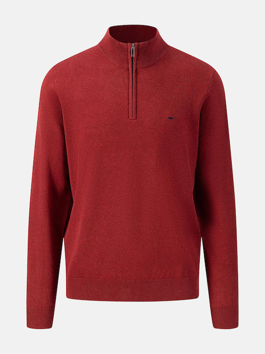 Fynch Hatton Men's Long Sleeve Sweater with Zipper Red