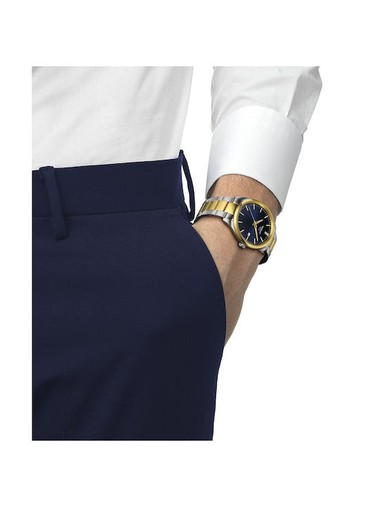 Tissot Pr 100 Ανδρικό Ρολόι Μπαταρίας με Κίτρινο Μεταλλικό Μπρασελέ