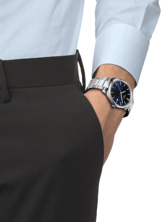 Tissot Ανδρικό Ρολόι 40mm Μπαταρίας με Ασημί Ατσάλινο Μπρασελέ