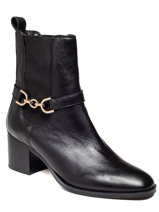 Leder Stiefeletten Damen Schwarz