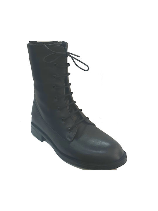 Act Women's Leather Combat Boots Black