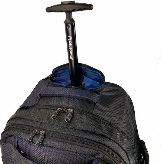 Diplomat Geantă Voiaj Înapoi 48lt Neagră Cu Roți Din Țesătură M40xL25xH55cm