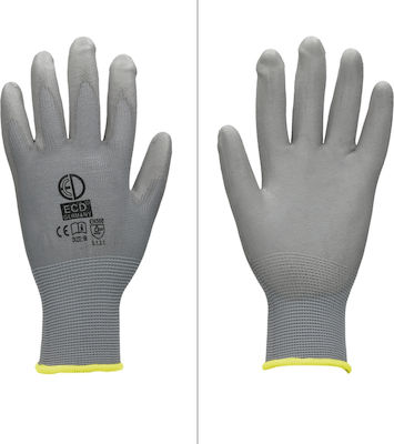 ECD Germany Polyurethane Safety Gloves Garden Gray