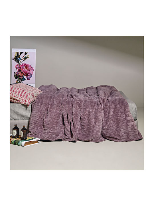 Kentia Stanley Blanket Fleece Queen 240x220cm. 35 Plum