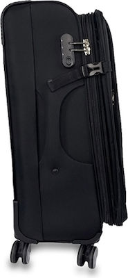 Hunter Crete Medium Travel Suitcase Fabric Black with 4 Wheels Height 67.5cm