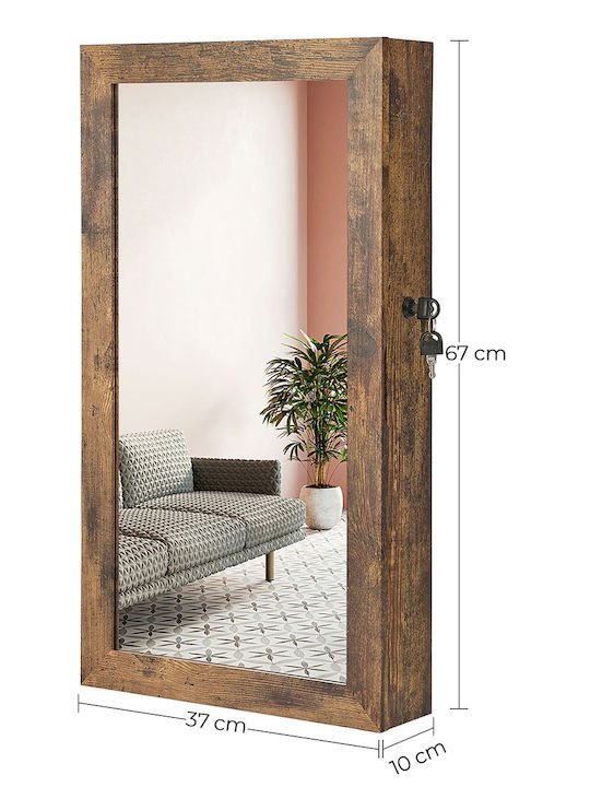 Songmics Wooden Jewellery Wardrobe with Mirror Brown 37x10x67cm