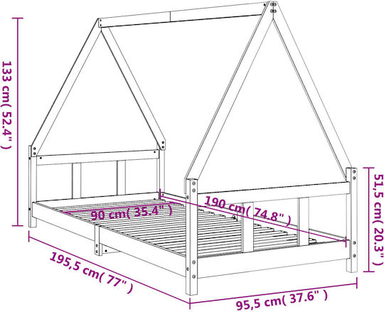 Παιδικό Κρεβάτι Μονό Μπεζ για Στρώμα 90x190cm