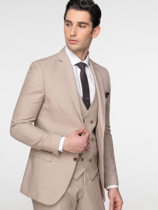 Fragosto Men's Suit with Vest Seattle Sand