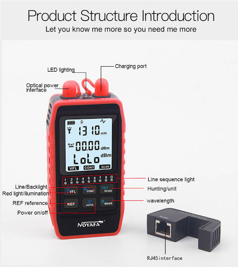 Noyafa NF-908L Tester Καλωδίων Οπτικής Ίνας RJ45 / USB