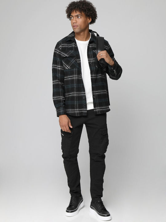 Tresor Men's Shirt Long Sleeve Checked Black