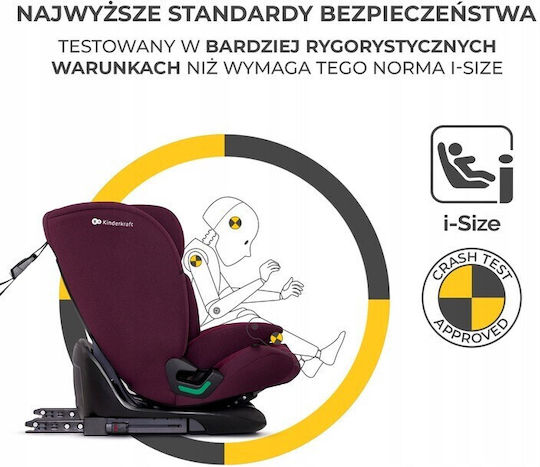 Kinderkraft ONETO3 Scaun Auto pentru Copii i-Size cu Isofix perlă de cireșe 9-36 kg
