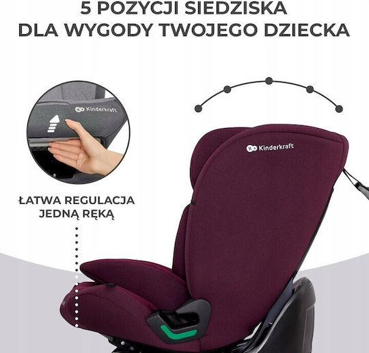 Kinderkraft ONETO3 Scaun Auto pentru Copii i-Size cu Isofix perlă de cireșe 9-36 kg