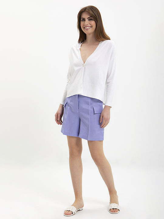 Caractere Women's Linen High-waisted Shorts Lilac