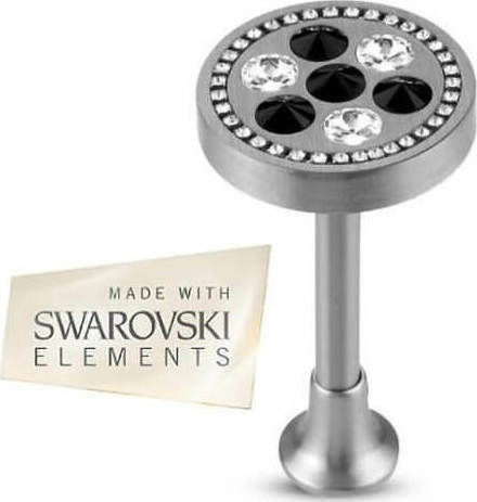 Enis by Domus Pluto Holdback Wand Nickel Matt / Black Swarovski Crystal 1Stück