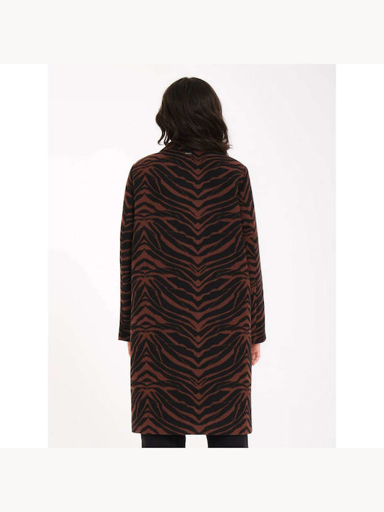 Volcom Women's Midi Coat with Buttons Brown