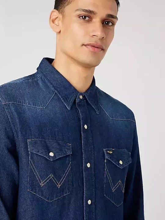 Western Denim Long-sleeved Denim Shirt Gray