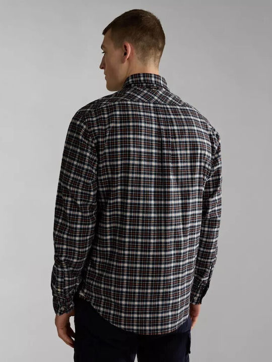 Long-sleeved Cotton Shirt Checked Black