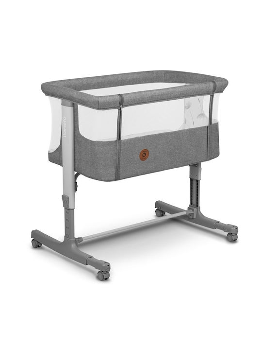 Lionelo Λίκνο Aurora με Στρώμα, Πλαϊνό Άνοιγμα και Ρόδες Grey Concrete