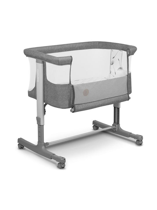Lionelo Λίκνο Aurora με Στρώμα, Πλαϊνό Άνοιγμα και Ρόδες Grey Concrete