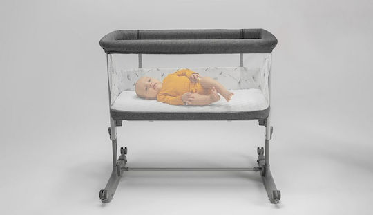 Lionelo Λίκνο Aurora με Στρώμα, Πλαϊνό Άνοιγμα και Ρόδες Grey Concrete