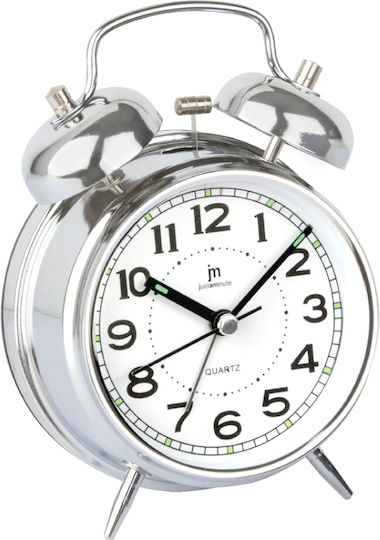 Justaminute със звънец Настолен Часовник с Аларма Silver JA7040S