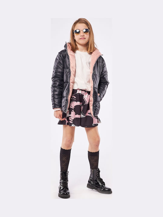 Kids' Casual Jacket Long with Hood Black
