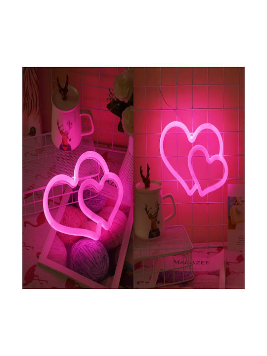 Decorative Lamp Heart LED Battery Pink