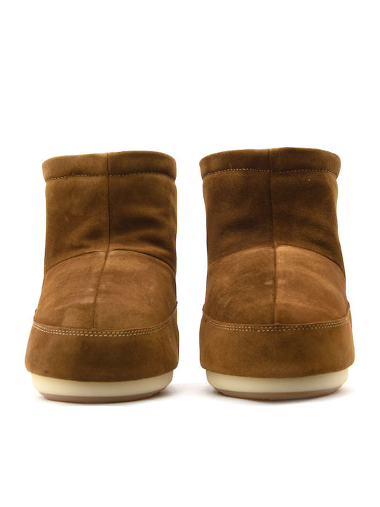 Suede Snow Boots with Rubber & Fur Icon Low Brown