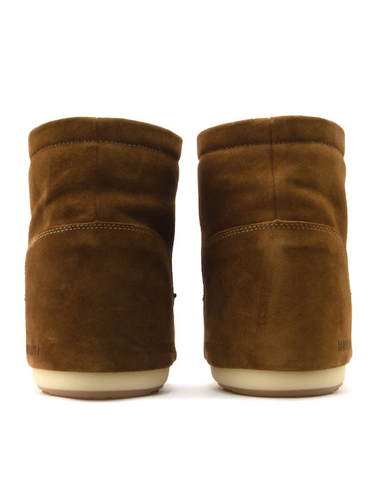 Suede Snow Boots with Rubber & Fur Icon Low Brown