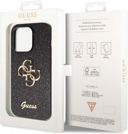 Guess Glitter Script Back Cover Μεταλλικό Μαύρο (iPhone 15 Pro Max)