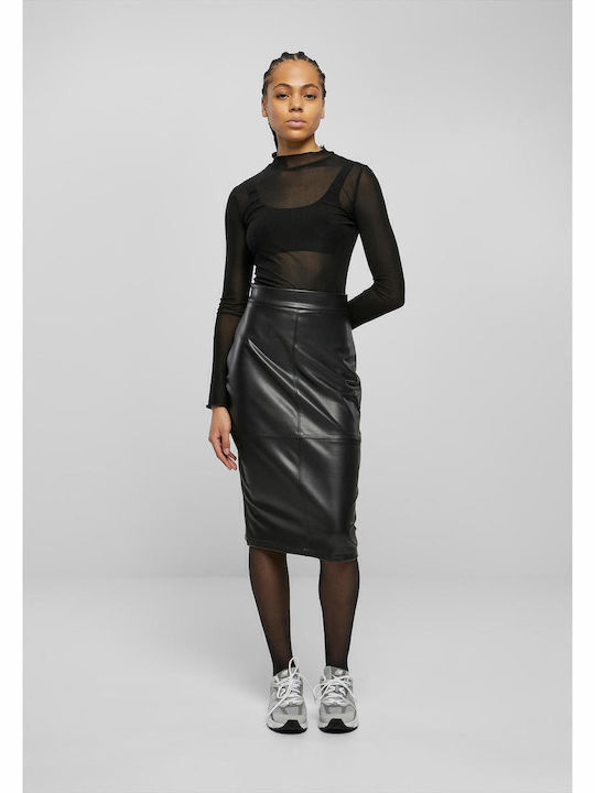 Long Sleeve Turtleneck Bodysuit with Transparency Slim Fit Black
