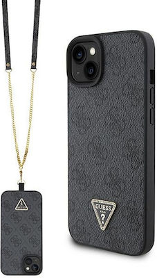Guess Strass Triangle Metal Logo Plastic Back Cover with Strap Black (iPhone 15iPhone 15)