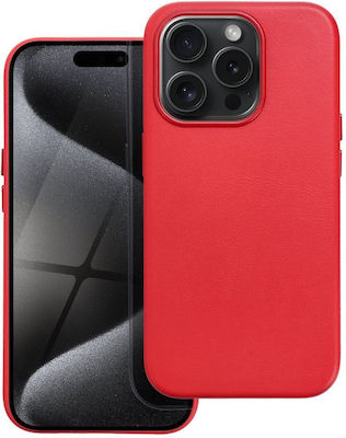 Mag Cover Umschlag Rückseite Leder Rot (iPhone 15 Pro)