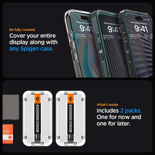 Spigen tR EZ Fit 2-pack 0.2mm Tempered Glass 2pcs (iPhone 15 Pro)